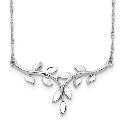 14k-white-polished-leaf-necklace-SolomonJeweler-Wichita-KS-CustomJewelry