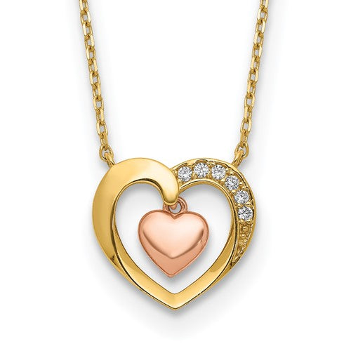 14k-two-tone-hearts-cz-18-inch-with-2-inch-ext-necklace-SolomonJeweler-Wichita-KS-CustomJewelry