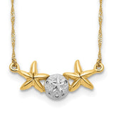 14k-white-rhodium-17-brushed-polished-sand-dollar-starfish-necklace-SolomonJeweler-Wichita-KS-CustomJewelry
