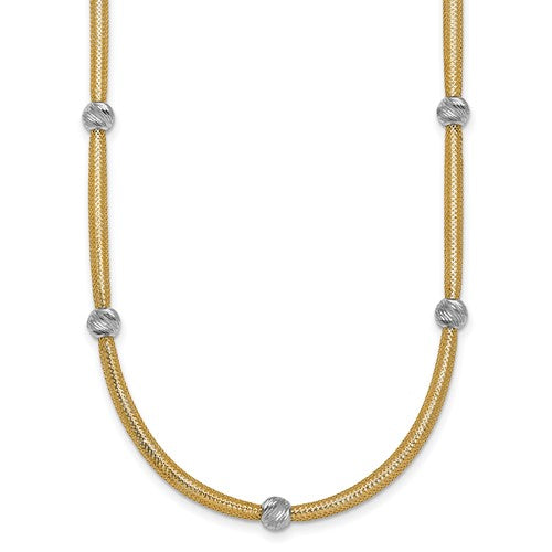 14k-polished-w-rhodium-d-c-bead-flexible-mesh-necklace-SolomonJeweler-Wichita-KS-CustomJewelry