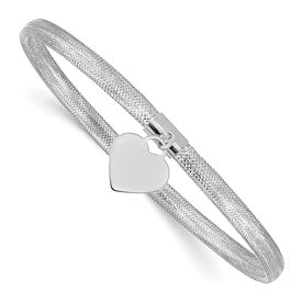 14k-with-white-rhodium-plating-heart-stretch-mesh-bracelet-SolomonJeweler-Wichita-KS-CustomJewelry