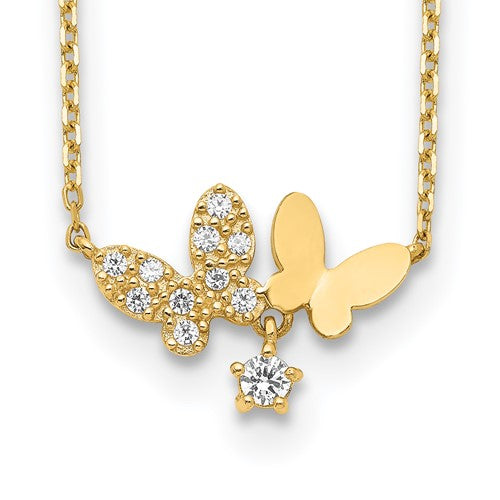 14k-butterflies-cz-with-2in-ext-necklace-SolomonJeweler-Wichita-KS-CustomJewelry