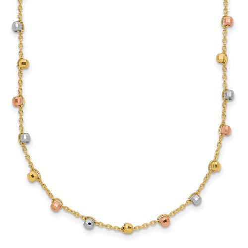14k-tri-color-polished-d-c-fancy-beaded-18in-necklace-SolomonJeweler-Wichita-KS-CustomJewelry