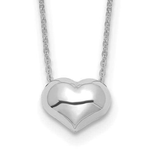 14k-white-gold-polished-puffed-heart-16-5in-necklace-SolomonJeweler-Wichita-KS-CustomJewelry