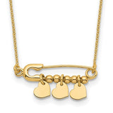 14k-safety-pin-with-dangle-hearts-necklace-SolomonJeweler-Wichita-KS-CustomJewelry
