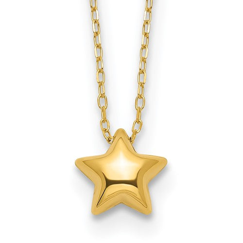 14k-polished-puffed-star-16-5in-necklace-SolomonJeweler-Wichita-KS-CustomJewelry
