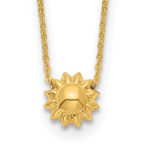 14k-polished-puffed-sun-16-5in-necklace-SolomonJeweler-Wichita-KS-CustomJewelry