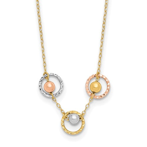 14k-tri-color-polished-d-c-3-circle-beads-necklace-SolomonJeweler-Wichita-KS-CustomJewelry