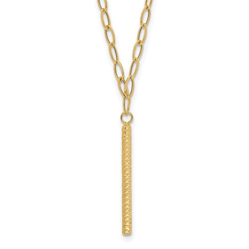 14k-polished-oval-link-d-c-bar-necklace-SolomonJeweler-Wichita-KS-CustomJewelry
