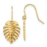 14k-polished-palm-leaf-dangle-earrings-SolomonJeweler-Wichita-KS-CustomJewelry