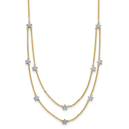 14k-two-tone-double-chain-star-necklace-SolomonJeweler-Wichita-KS-CustomJewelry