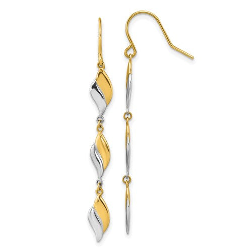 14k-two-tone-polished-wavy-dangle-earrings-SolomonJeweler-Wichita-KS-CustomJewelry