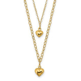 14k-double-layer-heart-link-polished-hearts-2-in-ext-necklace-SolomonJeweler-Wichita-KS-CustomJewelry