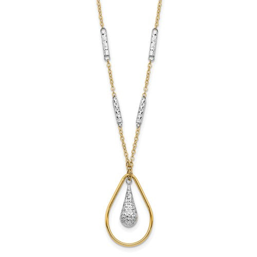 14k-two-tone-polished-d-c-teardrop-necklace-SolomonJeweler-Wichita-KS-CustomJewelry