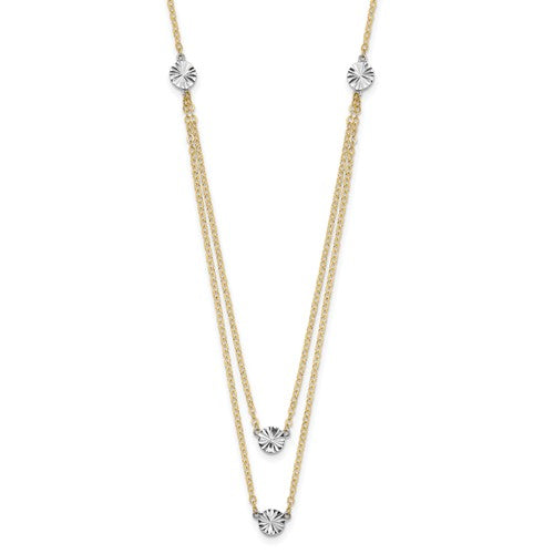 14k-two-tone-polished-d-c-discs-double-necklace-SolomonJeweler-Wichita-KS-CustomJewelry