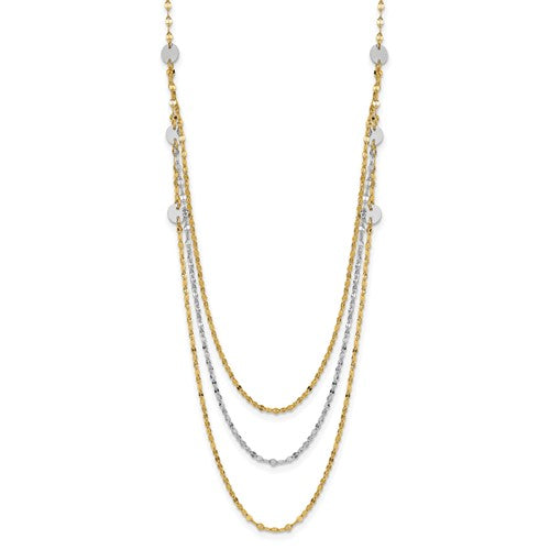 14k-two-tone-triple-layer-polished-circles-fancy-necklace-SolomonJeweler-Wichita-KS-CustomJewelry