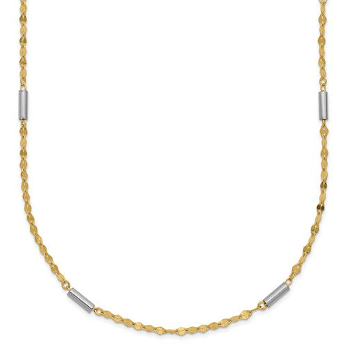 14k-two-tone-diamond-cut-mini-bar-links-fancy-necklace-SolomonJeweler-Wichita-KS-CustomJewelry