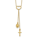 14k-polished-heart-with-dangle-cross-and-religious-medal-necklace-SolomonJeweler-Wichita-KS-CustomJewelry