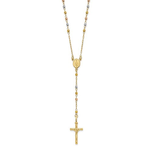14k-tri-color-polished-faceted-beads-rosary-necklace-SolomonJeweler-Wichita-KS-CustomJewelry