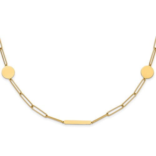 14k-polished-paperclip-link-with-circles-and-bars-18in-necklace-SolomonJeweler-Wichita-KS-CustomJewelry