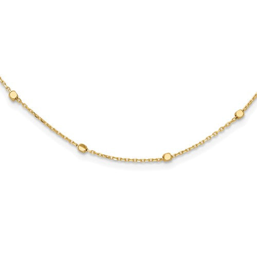 14k-polished-cube-stations-w-2in-ext-necklace-SolomonJeweler-Wichita-KS-CustomJewelry
