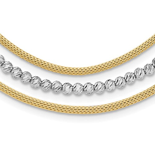 14k-two-tone-polished-and-diamond-cut-layered-plus-2in-ext-necklace-SolomonJeweler-Wichita-KS-CustomJewelry