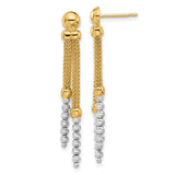 14k-two-tone-polished-and-diamond-cut-beaded-dangle-post-earrings-SolomonJeweler-Wichita-KS-CustomJewelry