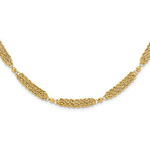 14k-polished-and-d-c-multi-strand-and-beaded-18-25in-necklace-SolomonJeweler-Wichita-KS-CustomJewelry