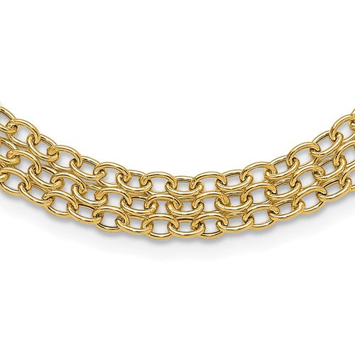 14k-polished-and-textured-fancy-3-layer-cable-necklace-SolomonJeweler-Wichita-KS-CustomJewelry
