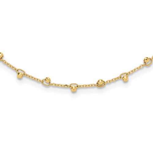 14k-polished-and-diamond-cut-beaded-16in-plus-2in-ext-necklace-SolomonJeweler-Wichita-KS-CustomJewelry