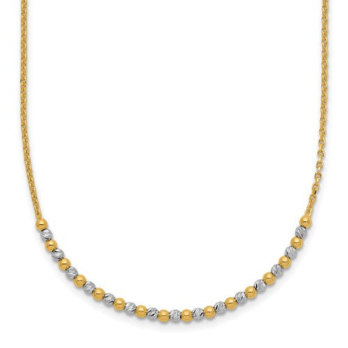 14k-two-tone-diamond-cut-beaded-18in-necklace-SolomonJeweler-Wichita-KS-CustomJewelry