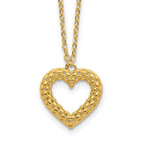 14k-polished-textured-heart-18-in-necklace-SolomonJeweler-Wichita-KS-CustomJewelry