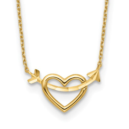 14k-polished-heart-with-arrow-18in-with-2in-ext-necklace-SolomonJeweler-Wichita-KS-CustomJewelry