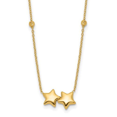 14k-d-c-beaded-double-star-16in-w-2in-ext-necklace-SolomonJeweler-Wichita-KS-CustomJewelry