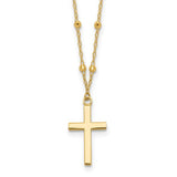 14k-polished-and-diamond-cut-cross-w-2in-ext-necklace-SolomonJeweler-Wichita-KS-CustomJewelry