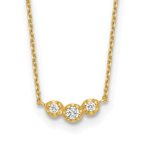14k-polished-3-stone-cz-18in-with-2in-ext-necklace-SolomonJeweler-Wichita-KS-CustomJewelry
