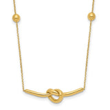 14k-polished-knotted-pendant-and-beads-16in-w-2in-ext-necklace-SolomonJeweler-Wichita-KS-CustomJewelry