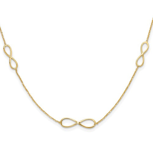 14k-polished-infinity-stations-16in-with-2in-ext-necklace-SolomonJeweler-Wichita-KS-CustomJewelry