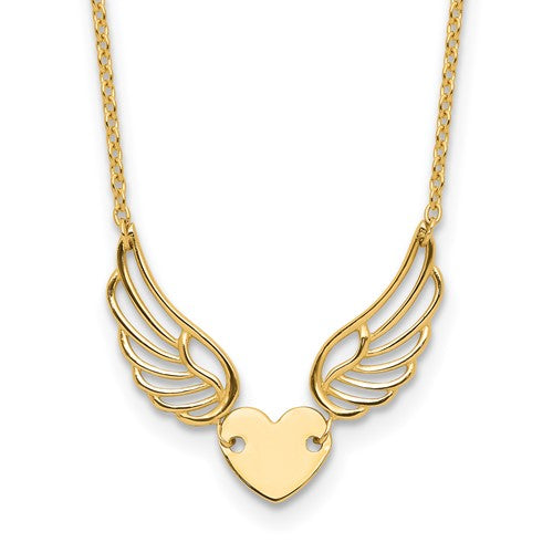 14k-polished-wings-and-heart-17in-necklace-SolomonJeweler-Wichita-KS-CustomJewelry