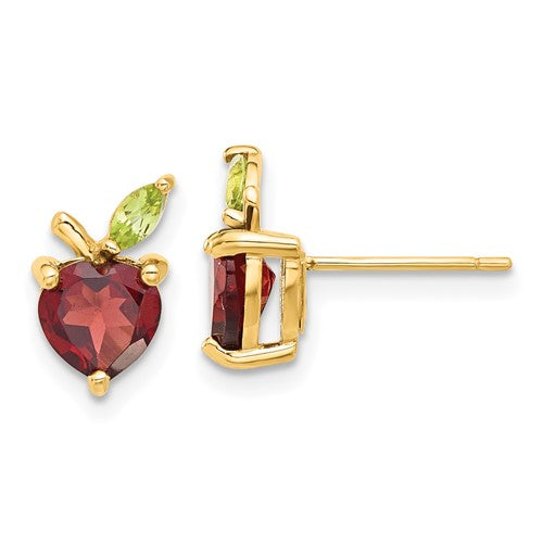 14k-gold-garnet-and-peridot-apple-post-earrings-SolomonJeweler-Wichita-KS-CustomJewelry