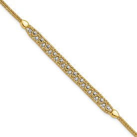 14k-two-tone-textured-and-d-c-beaded-w-1-inch-ext-bracelet-SolomonJeweler-Wichita-KS-CustomJewelry