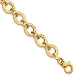 14k-polished-and-textured-7in-fancy-link-bracelet-SolomonJeweler-Wichita-KS-CustomJewelry