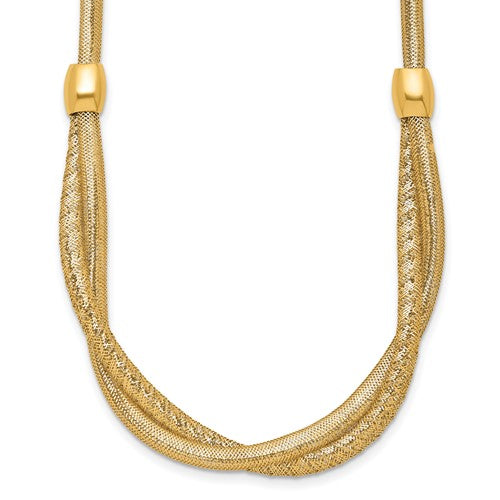 14k-polished-18in-twisted-with-beads-flexible-mesh-necklace-SolomonJeweler-Wichita-KS-CustomJewelry