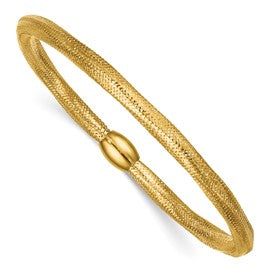 14k-polished-flexible-mesh-with-bead-slip-on-stretch-bracelet-SolomonJeweler-Wichita-KS-CustomJewelry
