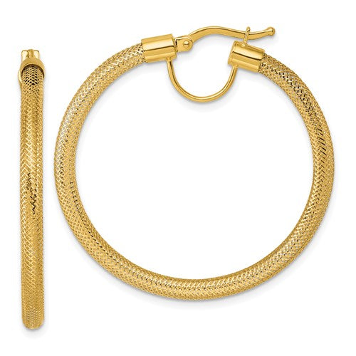 14k-polished-flexible-mesh-hinged-hoop-earrings-SolomonJeweler-Wichita-KS-CustomJewelry