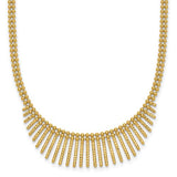 14k-polished-and-textured-2-strand-multi-dangle-17in-necklace-SolomonJeweler-Wichita-KS-CustomJewelry
