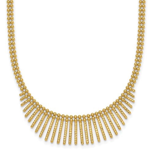 14k-polished-and-textured-2-strand-multi-dangle-17in-necklace-SolomonJeweler-Wichita-KS-CustomJewelry