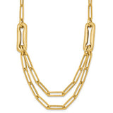 14k-polished-and-brushed-double-layer-paperclip-link-necklace-SolomonJeweler-Wichita-KS-CustomJewelry