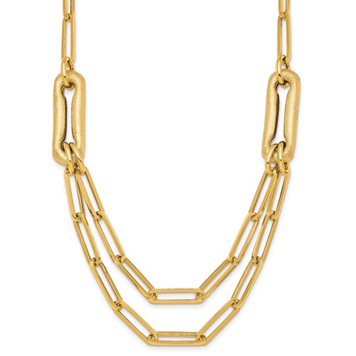 14k-polished-and-brushed-double-layer-paperclip-link-necklace-SolomonJeweler-Wichita-KS-CustomJewelry