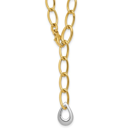 14k-two-tone-polished-fancy-link-with-teardrop-10-5mm-lariat-necklace-SolomonJeweler-Wichita-KS-CustomJewelry